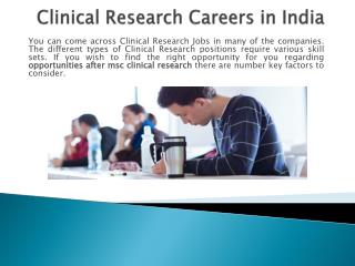 Clinical research Careers in India