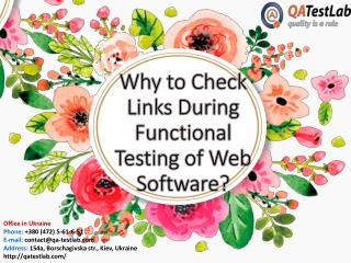 Why Must Links be Carefully Checked During Functional Testing of Web Software?