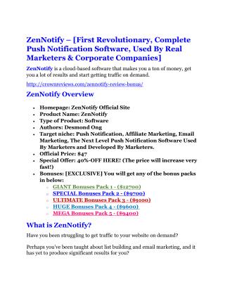 ZenNotify review demo and $14800 bonuses