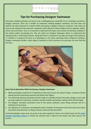 Tips for Purchasing Designer Swimwear