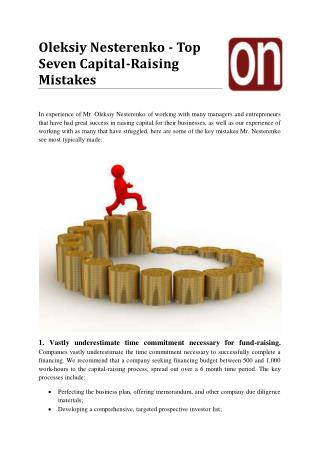 Oleksiy Nesterenko - Top Seven Capital-Raising Mistakes