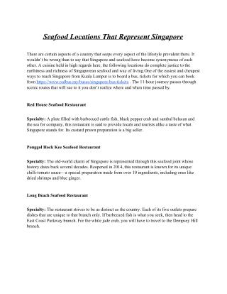 Seafood Locations That Represent Singapore