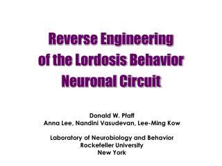 Reverse Engineering of the Lordosis Behavior Neuronal Circuit