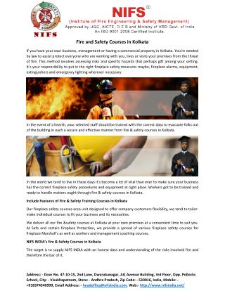 Fire and Safety Courses in Kolkata