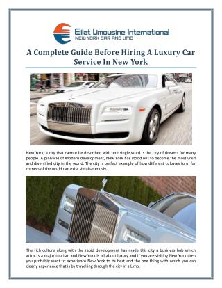 A Complete Guide Before Hiring A Luxury Car Service In New York