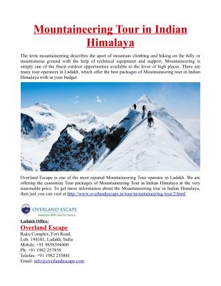 Mountaineering Tour in Indian Himalaya