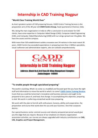 Internship in CAD Training Nagpur