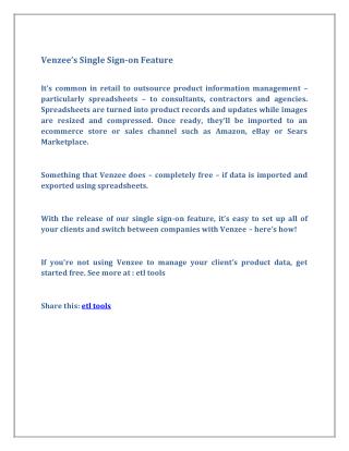 Venzee’s Single Sign-on Feature