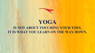 YOGA IS NOT ABOUT TOUCHING YOUR TOES. IT IS WHAT YOU LEARN ON THE WAY DOWN.