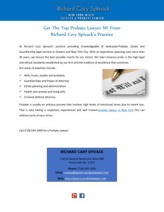 Get The Top Probate Lawyer NY From Richard Cary Spivack’s Practice