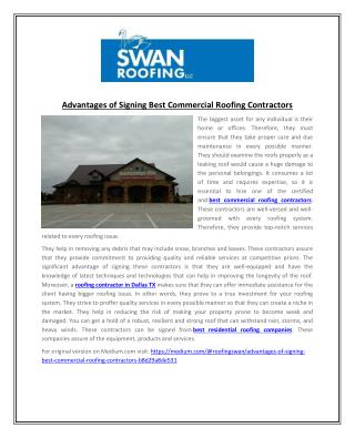 Advantages of Signing Best Commercial Roofing Contractors