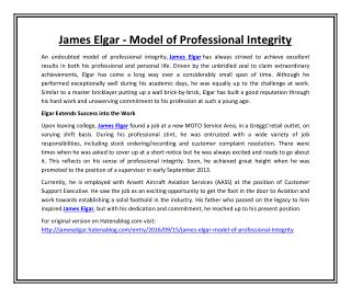 James Elgar - Model of Professional Integrity
