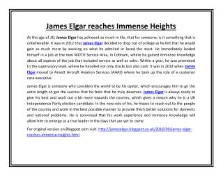 James Elgar reaches Immense Heights