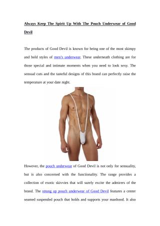 Always Keep The Spirit Up With The Pouch Underwear of Good Devil