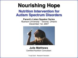 Nutrition Intervention for Autism Spectrum Disorders
