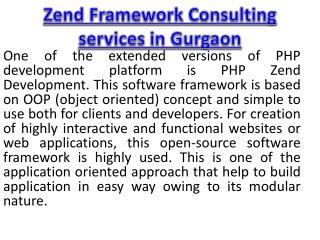 Zend Framework Consulting services in Gurgaon