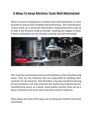6 Ways To Keep Machine Tools Well Maintained