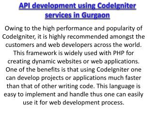 API development using CodeIgniter services in Gurgaon