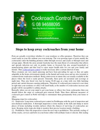 Cockroach Pest Control Perth