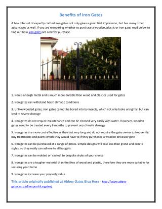 Benefits of Iron Gates