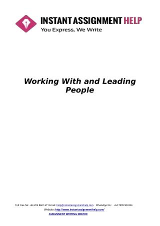 Instant Assignment Help Sample on Working Organization