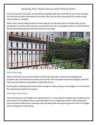 Keeping Your Home Secure with Sliding Gates