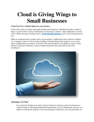 Cloud is Giving Wings to Small Businesses