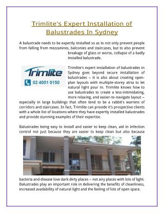 Trimlite's Expert Installation of Balustrades In Sydney