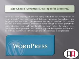 Why Choose Wordpress Developer for Ecomerce?