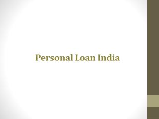 Personal Loan India