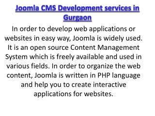 Joomla CMS Development services in Gurgaon