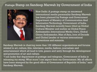 Postage Stamp on Sandeep Marwah by Government of India