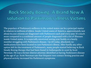 Rock Steady Boxing: A Brand New A solution to Parkinson’s illness Victims