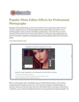 Popular Photo Editor Effects for Professional Photography
