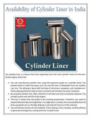 Availability of Cylinder Liner in India