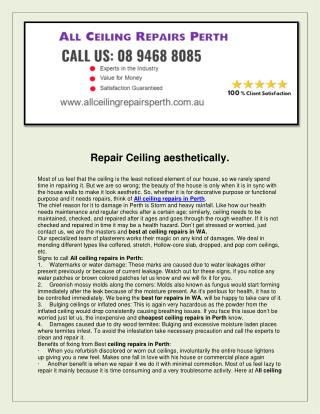 All Ceiling repairs perth