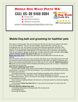 Mobile Dog Wash Perth WA