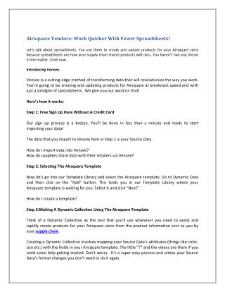 Airsquare Vendors: Work Quicker With Fewer Spreadsheets!