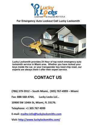 For Emergency Auto Lockout Call Lucky Locksmith