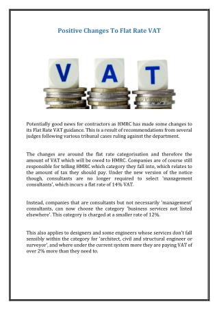 Positive Changes To Flat Rate VAT