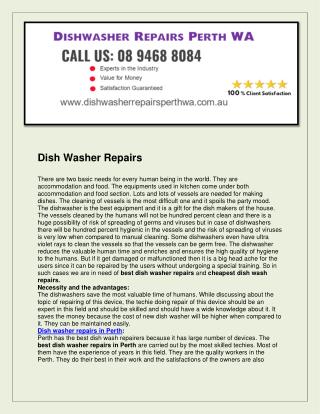 Dishwasher Repairs Perth WA