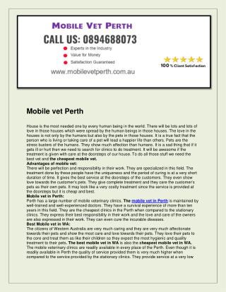 Mobile Vet Perth