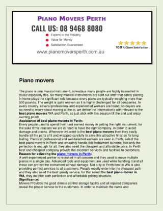 Piano Movers Perth