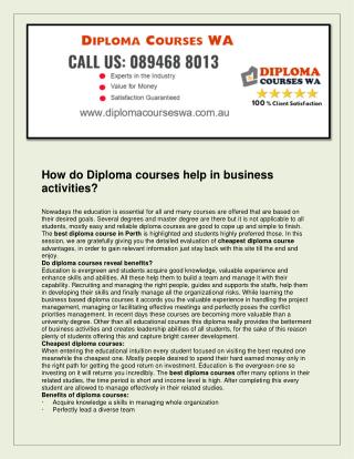 Diploma Courses WA