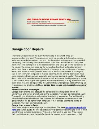 Go Garage Door Repair Perth WA