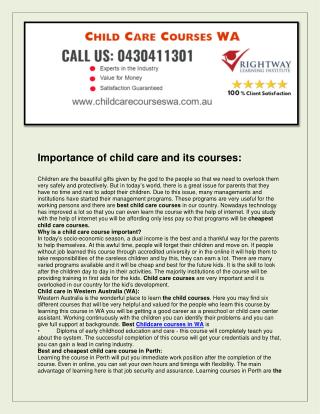 Child Care Courses WA