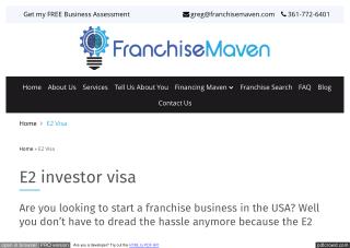 E2 investor visa, E2 visa, E 2 visa - FRANCHISE MAVEN