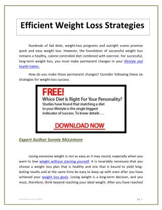 Efficient Weight Loss Strategies