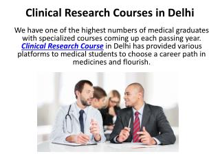 Clinical Research Courses in Delhi