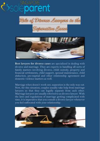 Role of Divorce Lawyers in the Separation Cases